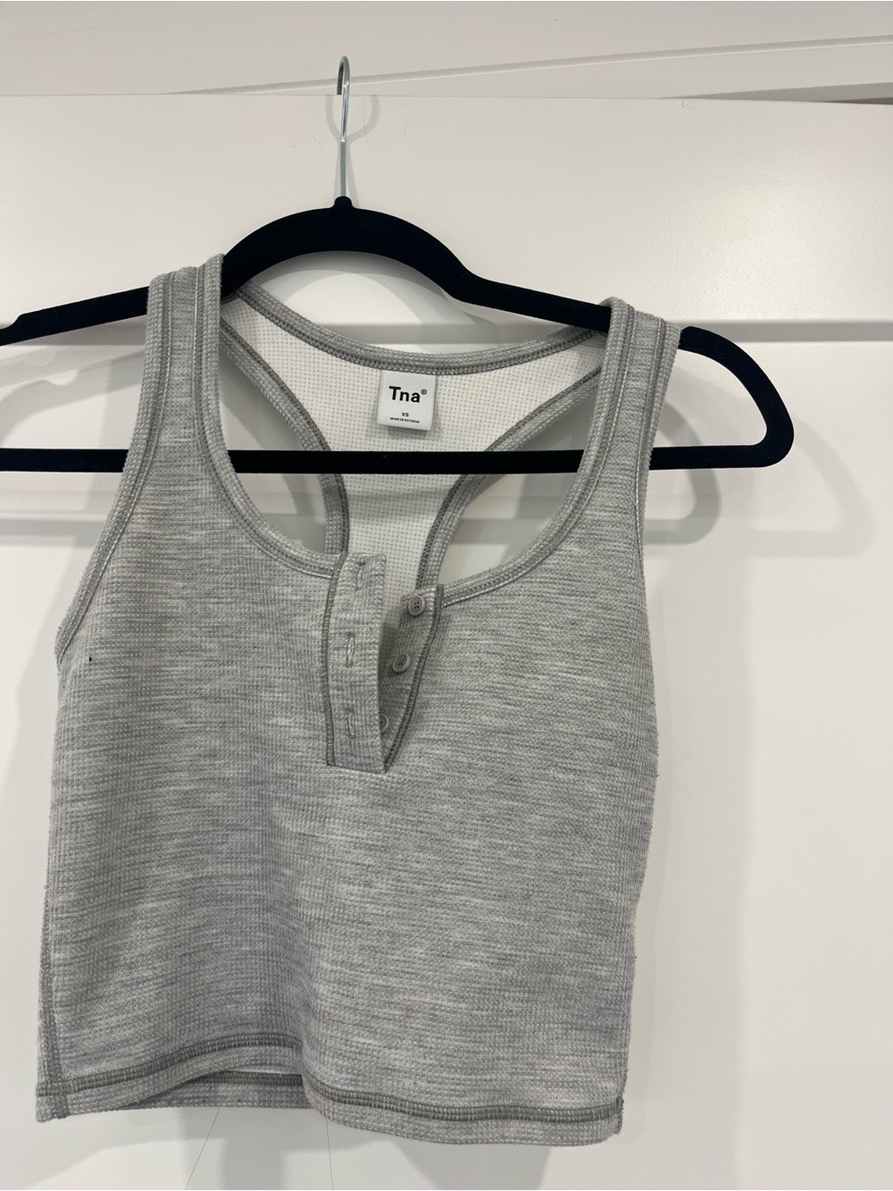 TNA Light Grey Waffle Knit Crop Tank